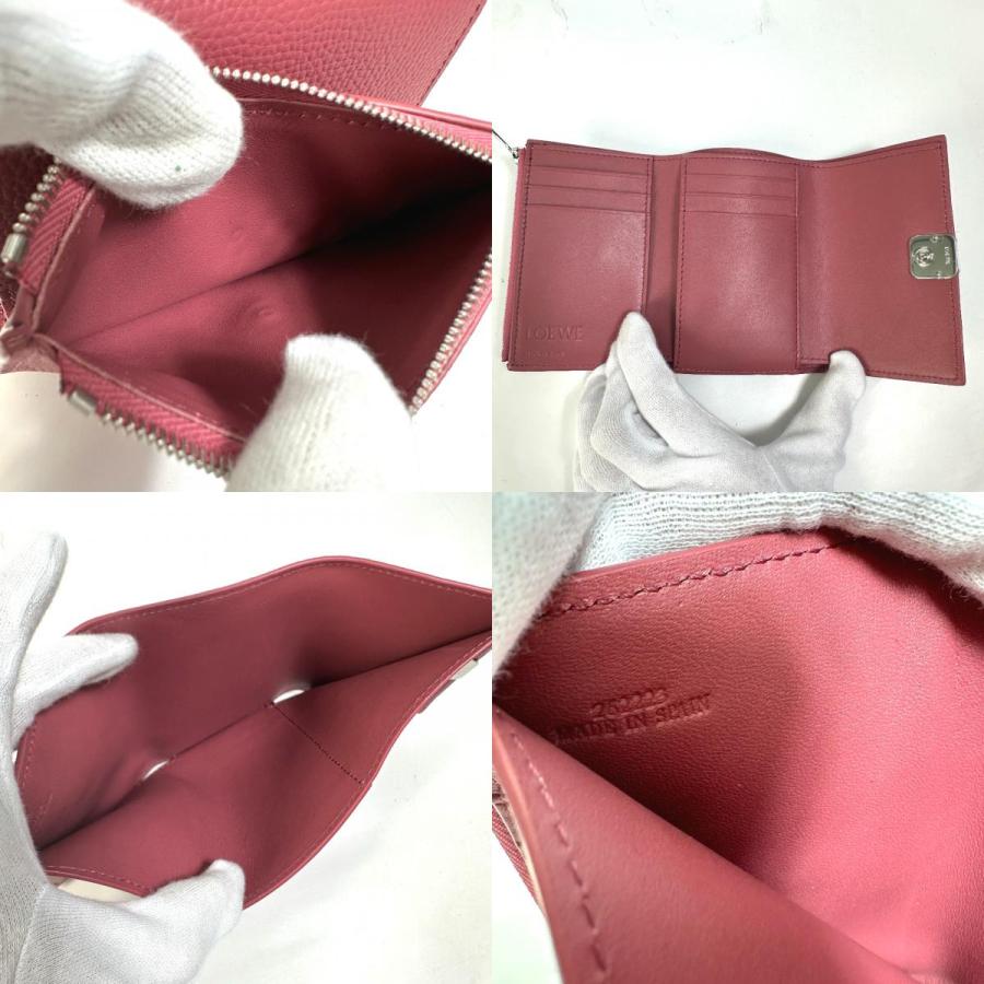 未使用 LOEWE ロエベ トライフォールド ウォレット コンパクト アナグラム 3つ折り財布 ピンク系 レディース【中古】 | LOEWE | 08