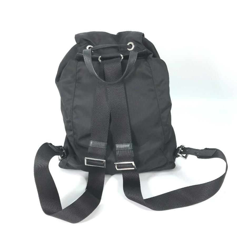 PRADA プラダ 1BZ032 トライアングルロゴ 三角ロゴ プレート バックパック カバン ロゴプレート リュックサック ブラック【中古】 | PRADA | 01