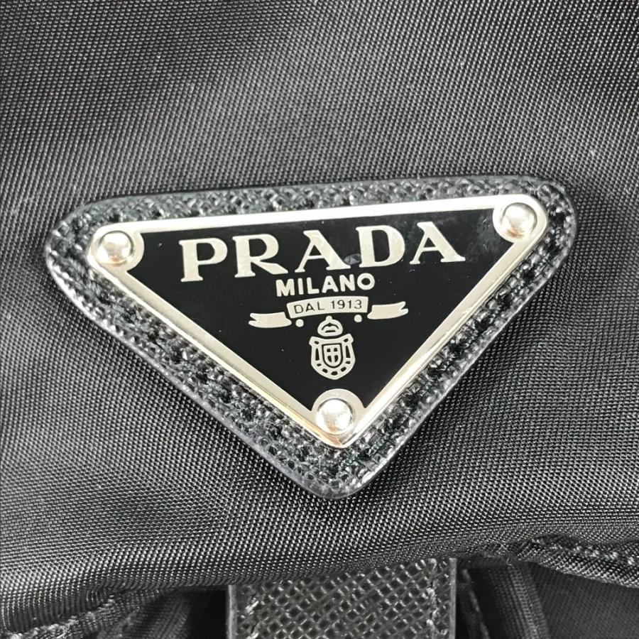 PRADA プラダ 1BZ032 トライアングルロゴ 三角ロゴ プレート バックパック カバン ロゴプレート リュックサック ブラック【中古】 | PRADA | 06
