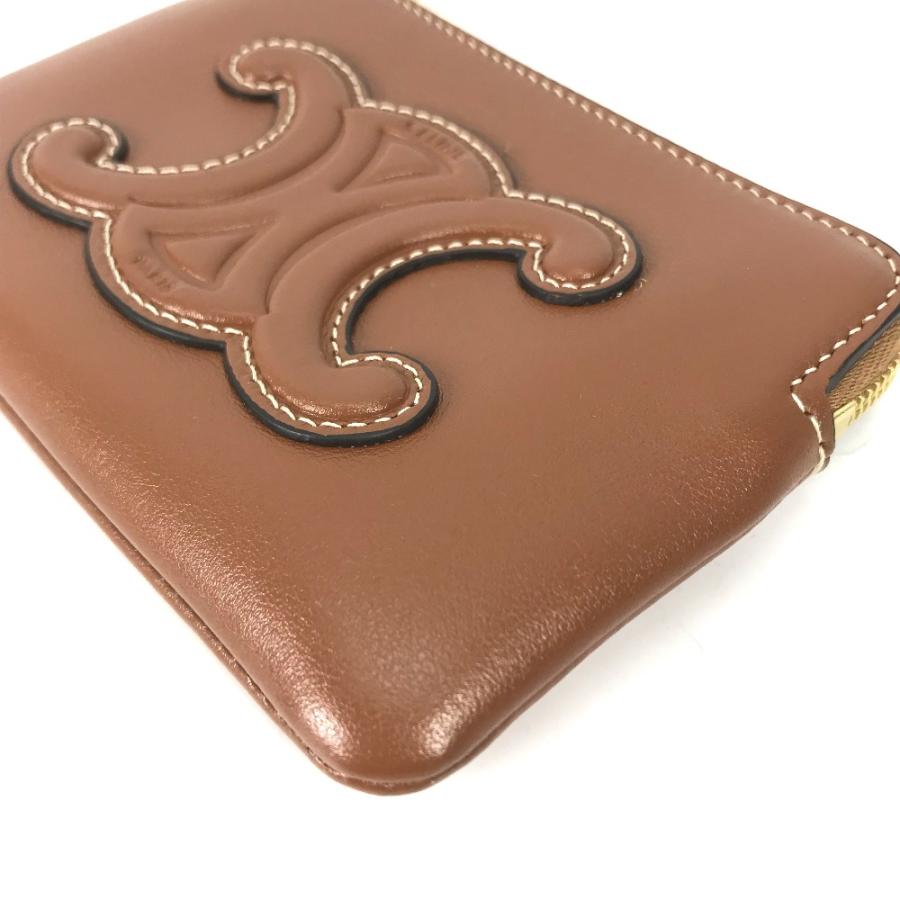 美品 CELINE セリーヌ キーリング付き コインケース 小銭入れ 財布 名刺入れ トリオンフ キュイル カードケース タン ブラウン【中古】 | CELINE | 01