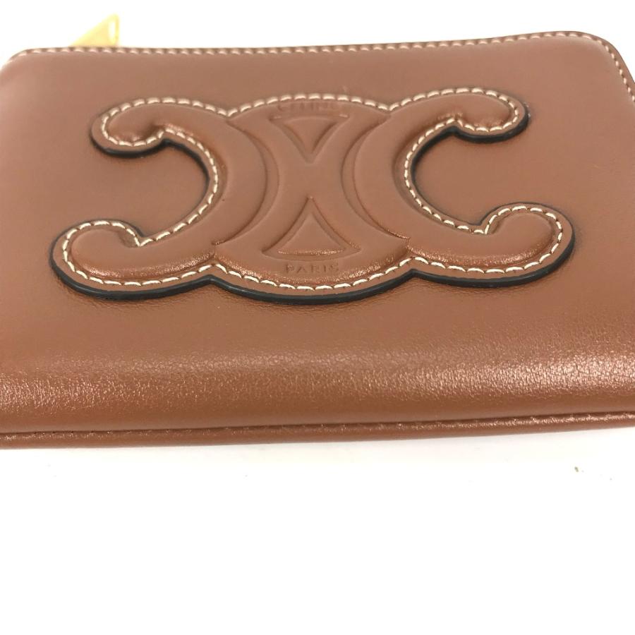 美品 CELINE セリーヌ キーリング付き コインケース 小銭入れ 財布 名刺入れ トリオンフ キュイル カードケース タン ブラウン【中古】 | CELINE | 02