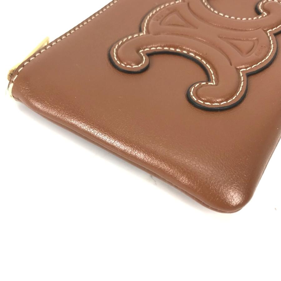 美品 CELINE セリーヌ キーリング付き コインケース 小銭入れ 財布 名刺入れ トリオンフ キュイル カードケース タン ブラウン【中古】 | CELINE | 04