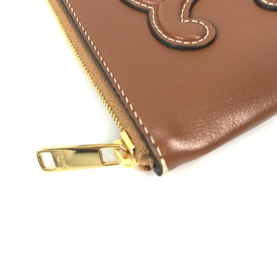 美品 CELINE セリーヌ キーリング付き コインケース 小銭入れ 財布 名刺入れ トリオンフ キュイル カードケース タン ブラウン【中古】 | CELINE | 05