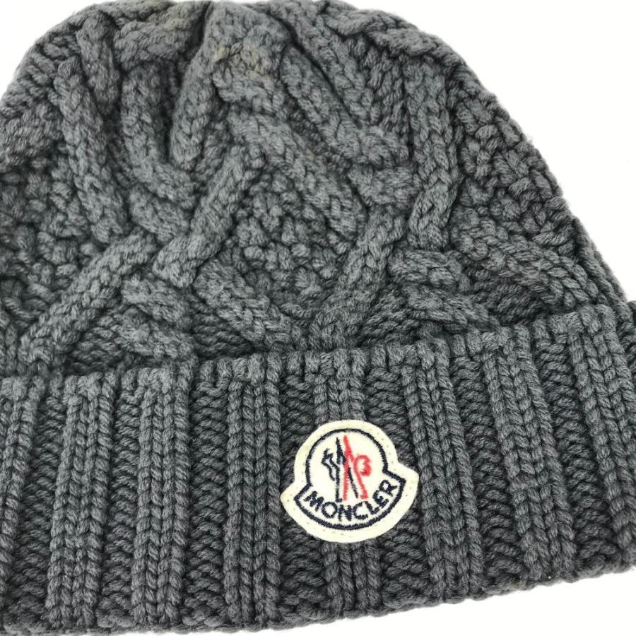 MONCLER モンクレール ワッペン ビーニー 帽子 ニットキャップ ロゴ ニット帽 グレー レディース【中古】 | MONCLER | 02