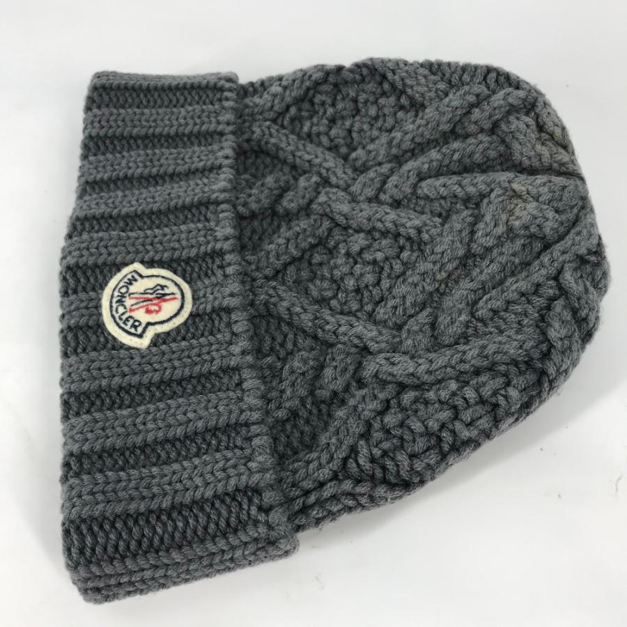 MONCLER モンクレール ワッペン ビーニー 帽子 ニットキャップ ロゴ ニット帽 グレー レディース【中古】 | MONCLER | 03