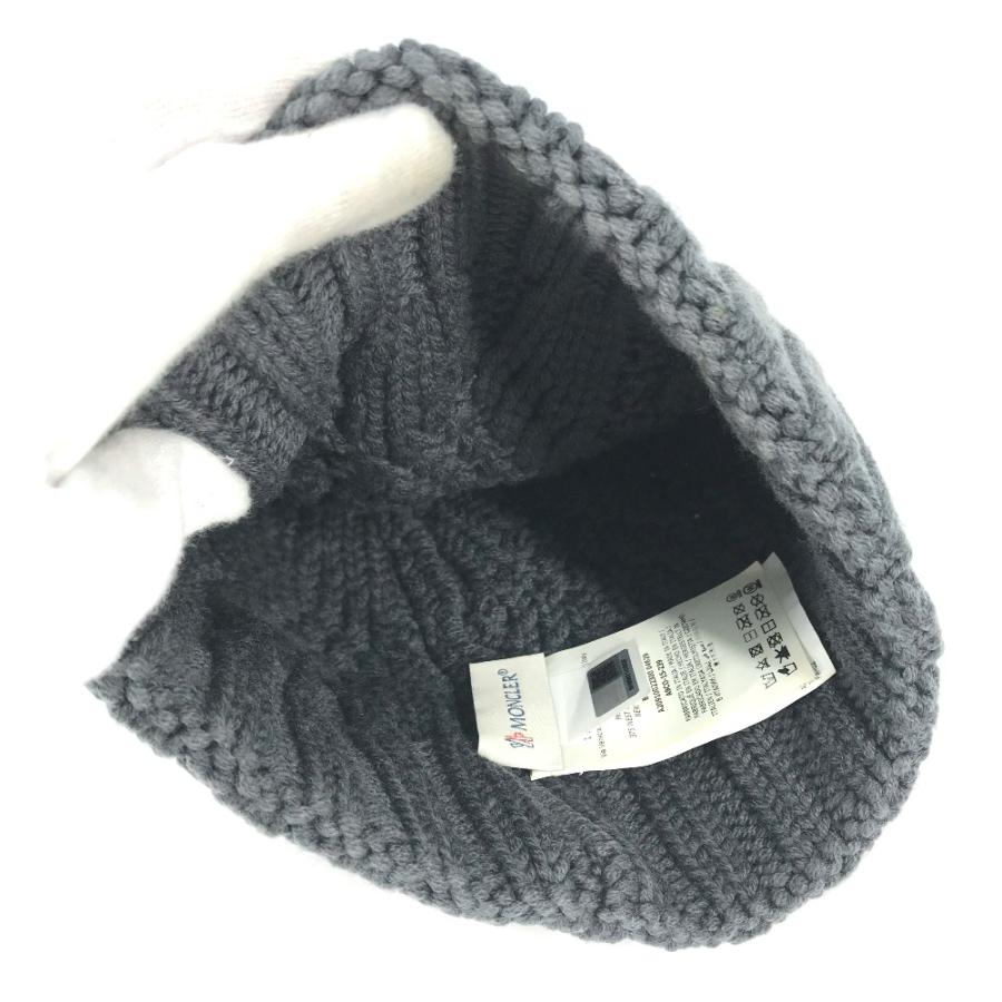 MONCLER モンクレール ワッペン ビーニー 帽子 ニットキャップ ロゴ ニット帽 グレー レディース【中古】 | MONCLER | 06