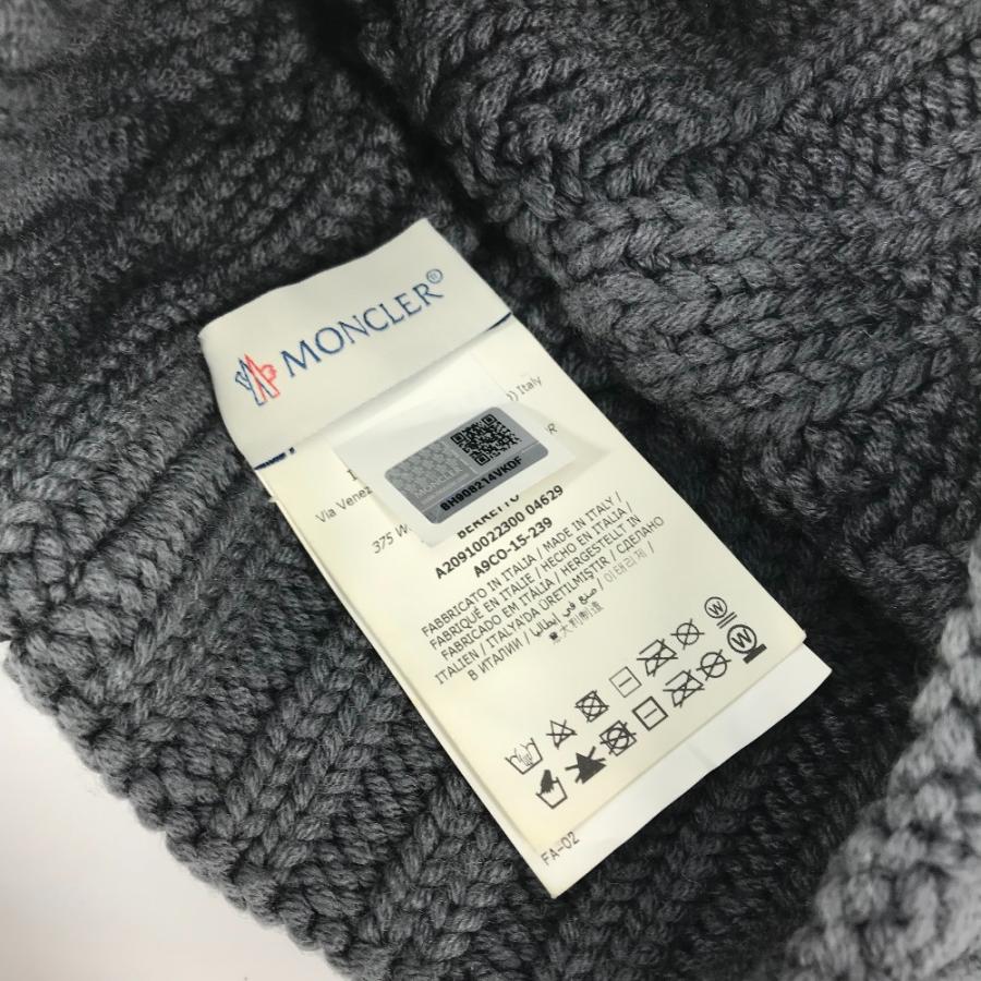 MONCLER モンクレール ワッペン ビーニー 帽子 ニットキャップ ロゴ ニット帽 グレー レディース【中古】 | MONCLER | 07