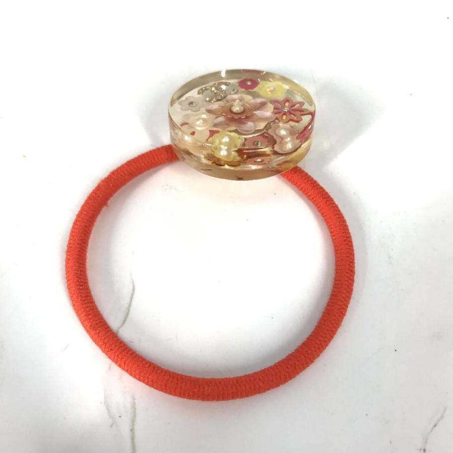 CHANEL シャネル ココマーク CC ラインストーン ヘアアクセサリー フラワー 花 16C ヘアゴム オレンジ レディース【中古】 | CHANEL | 03