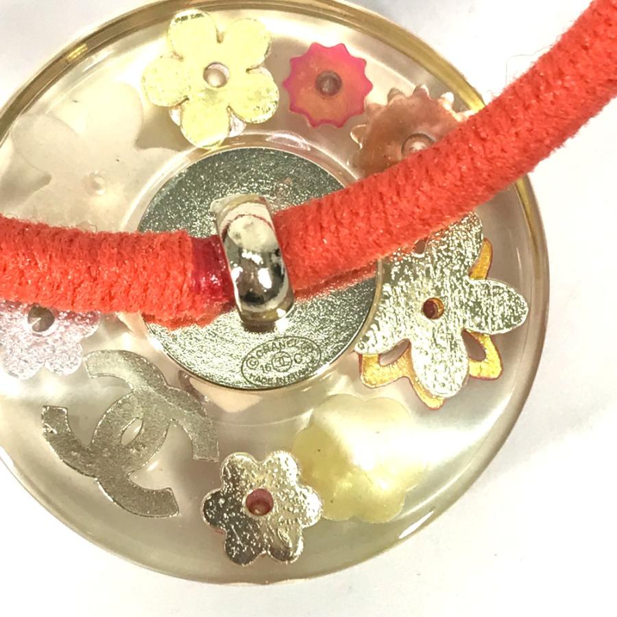 CHANEL シャネル ココマーク CC ラインストーン ヘアアクセサリー フラワー 花 16C ヘアゴム オレンジ レディース【中古】 | CHANEL | 05