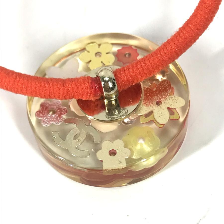 CHANEL シャネル ココマーク CC ラインストーン ヘアアクセサリー フラワー 花 16C ヘアゴム オレンジ レディース【中古】 | CHANEL | 06