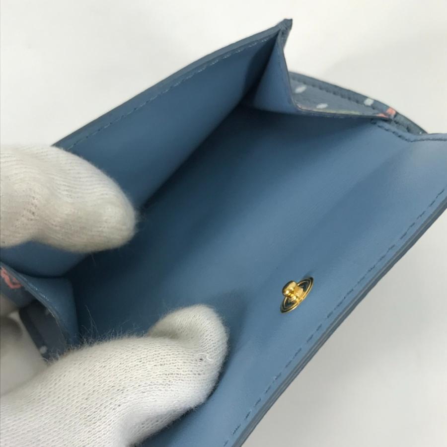 新品同様 MIUMIU ミュウミュウ マドラス コンパクトウォレット 3つ折り財布 水玉 ドット ロゴ フラワー 3つ折り財布 ブルー【中古】 | miu miu | 08