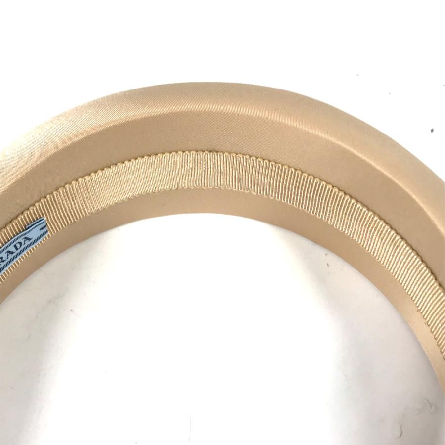 美品 PRADA プラダ 1IH016 ヘアアクセサリー ヘアバンド ヘッドバンド トライアングルロゴ 三角ロゴ カチューシャ ベージュ 【中古】 | PRADA | 08