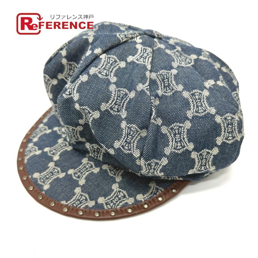 CELINE セリーヌ 帽子 デニム マカダム キャスケット ブルー レディース【中古】 | CELINE