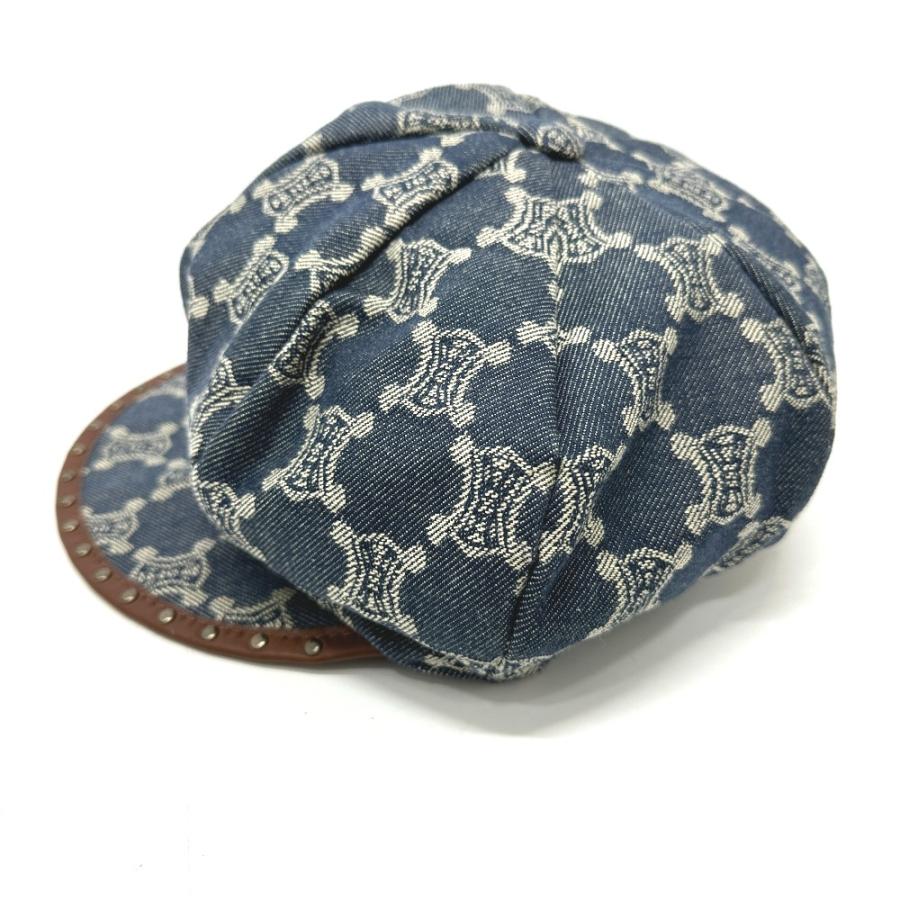 CELINE セリーヌ 帽子 デニム マカダム キャスケット ブルー レディース【中古】 | CELINE | 01