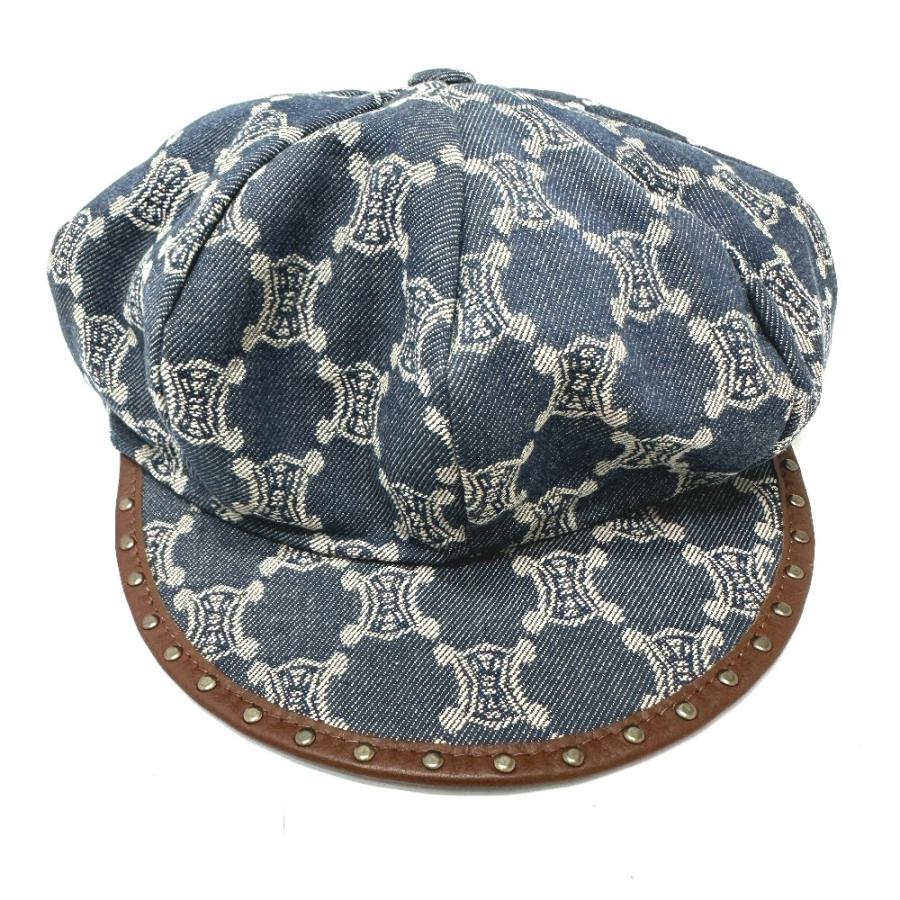 CELINE セリーヌ 帽子 デニム マカダム キャスケット ブルー レディース【中古】 | CELINE | 05