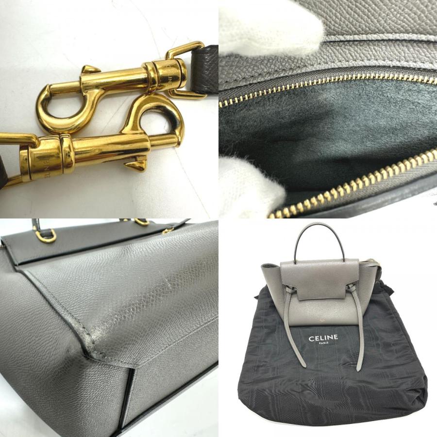 CELINE セリーヌ 189153  ベルトバッグ マイクロ 2WAY ショルダーバッグ カバン ロゴ ハンドバッグ グレー レディース【中古】 | CELINE | 09