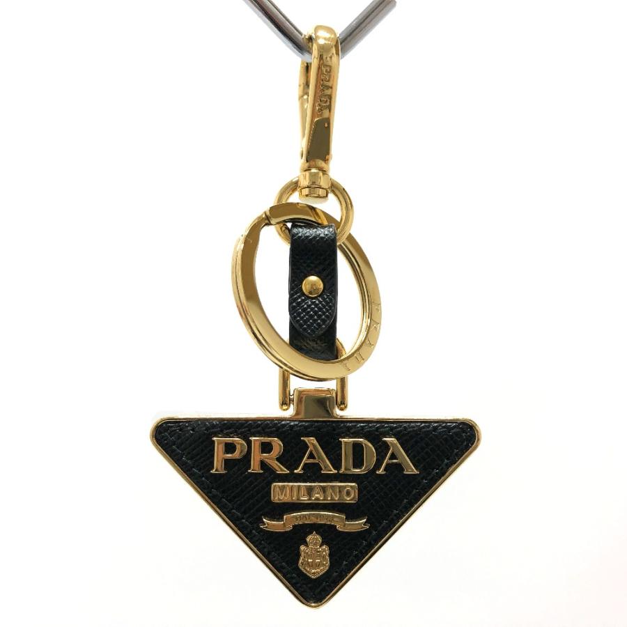 PRADA プラダ 1PP128 053 三角ロゴ プレート トライアングルロゴ キーリング ブラック .レディース【中古】 | PRADA | 01