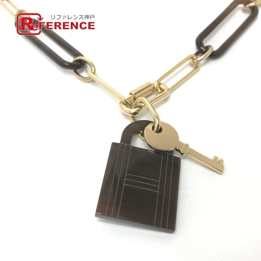 美品 HERMES エルメス アミュレット パドロックGM アクセサリー ネックレス ブラウン レディース【中古】 | HERMES