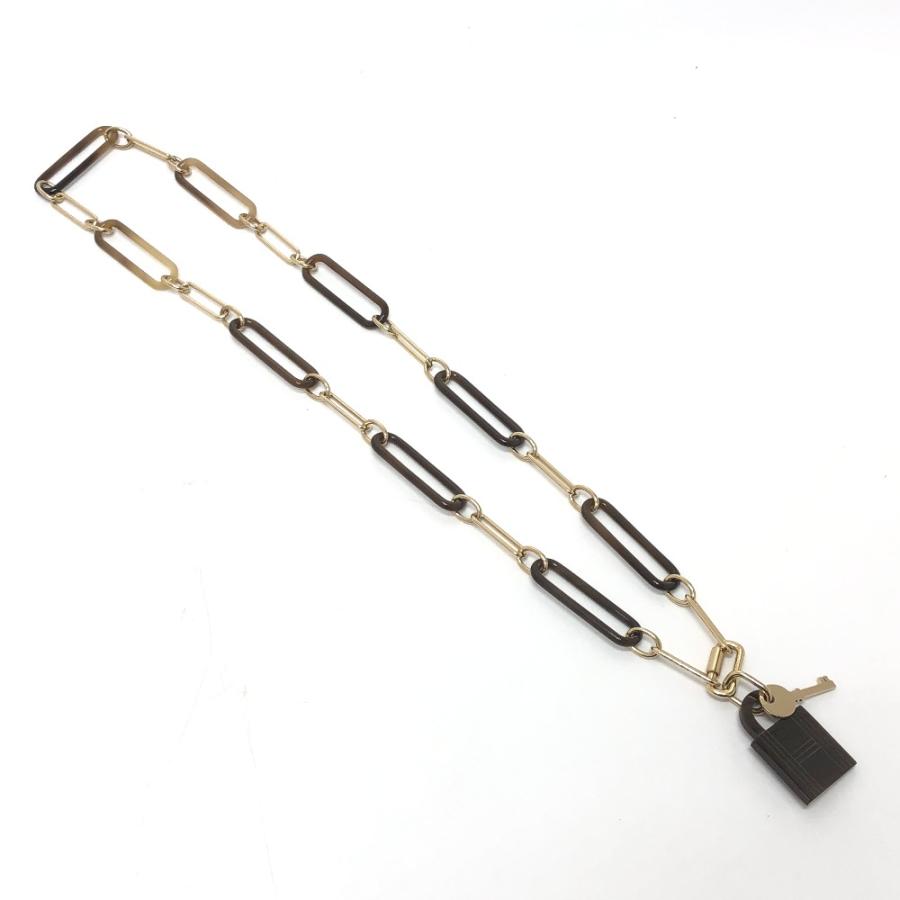 美品 HERMES エルメス アミュレット パドロックGM アクセサリー ネックレス ブラウン レディース【中古】 | HERMES | 01