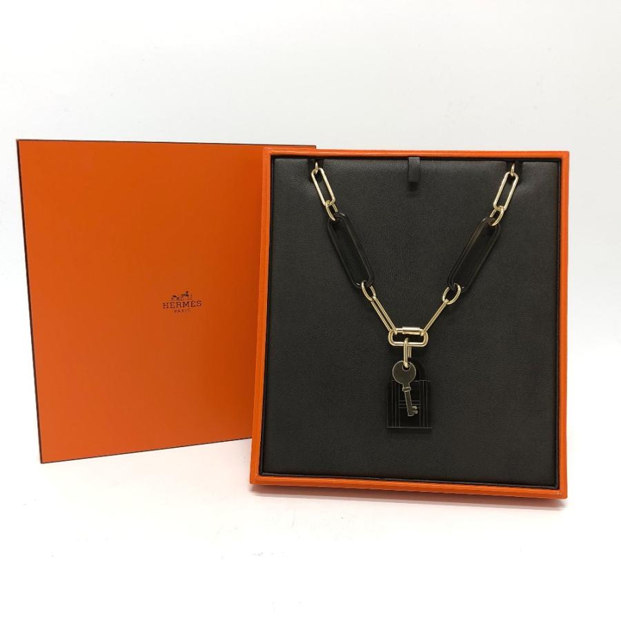美品 HERMES エルメス アミュレット パドロックGM アクセサリー ネックレス ブラウン レディース【中古】 | HERMES | 08