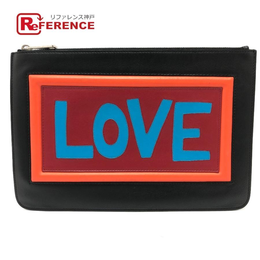 FENDI フェンディ 7N0078  セカンドバッグ LOVE クラッチバッグ ブラック メンズ【中古】 | FENDI