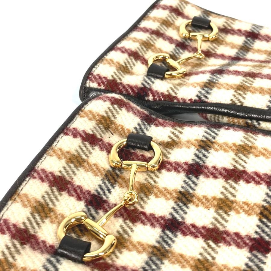 美品 GUCCI グッチ 603635 ホースビット 手袋 チェック グローブ ブラウン レディース【中古】 | GUCCI | 02