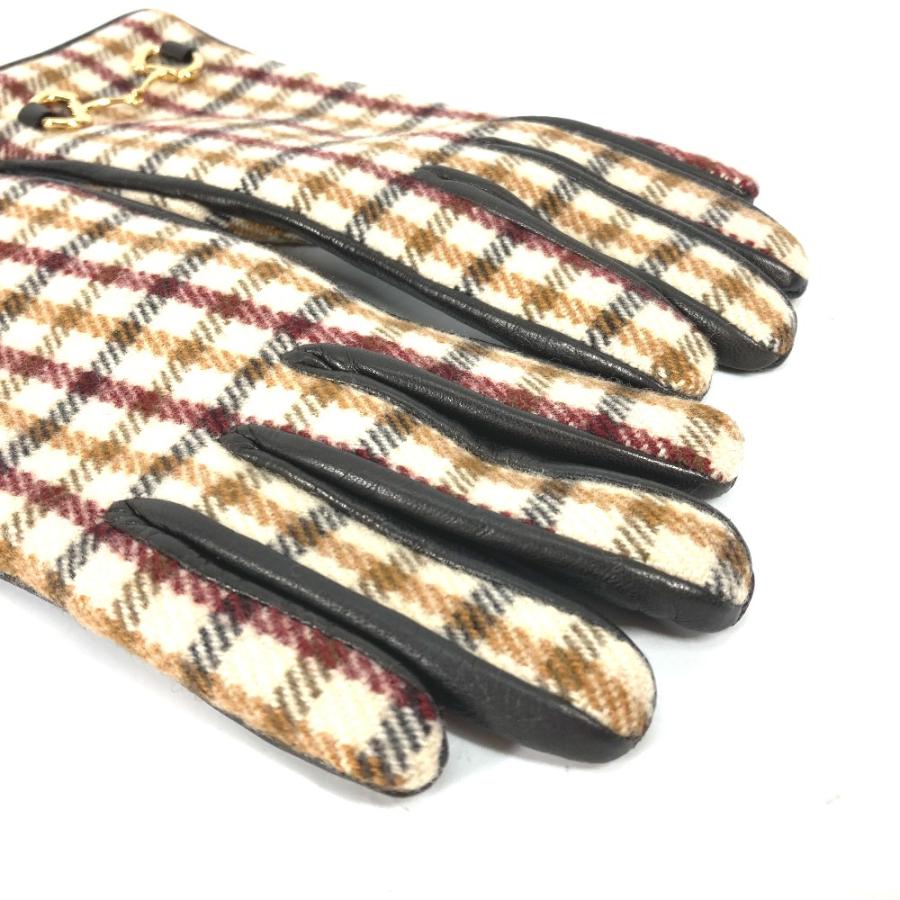 美品 GUCCI グッチ 603635 ホースビット 手袋 チェック グローブ ブラウン レディース【中古】 | GUCCI | 03