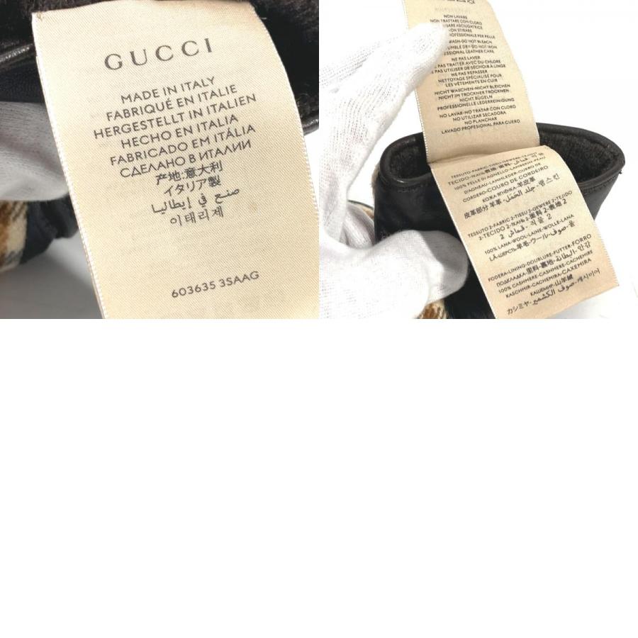 美品 GUCCI グッチ 603635 ホースビット 手袋 チェック グローブ ブラウン レディース【中古】 | GUCCI | 09