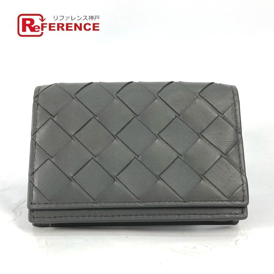 新品同様 BOTTEGA VENETA ボッテガヴェネタ 605720 イントレチャート パスケース 名刺入れ 二つ折り カードケース グレー メンズ【中古】 | 