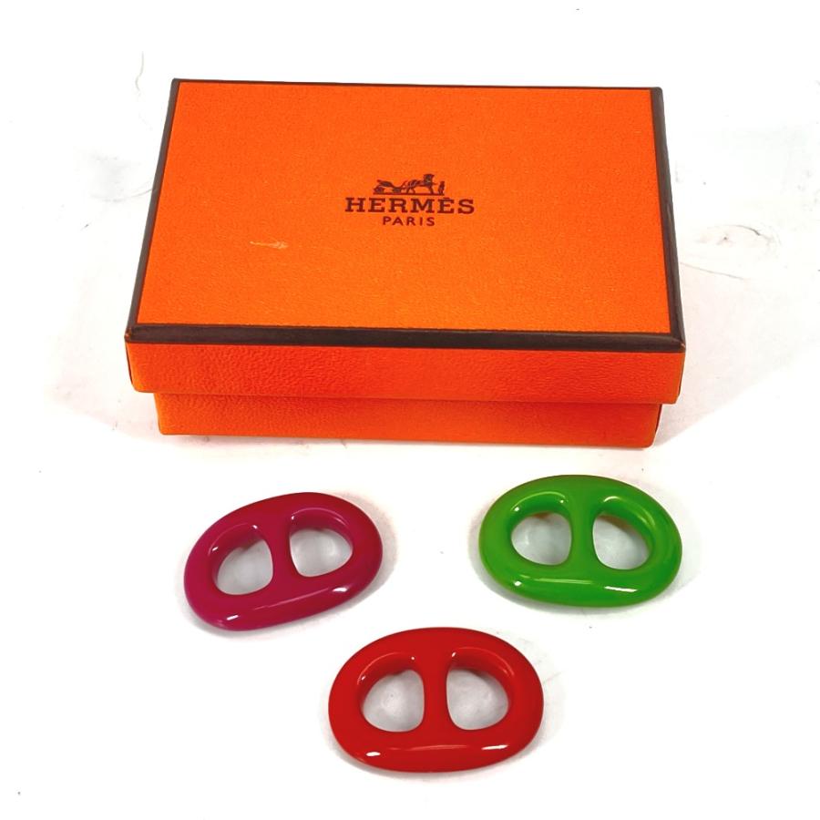 新品同様 HERMES エルメス トリボー 3点セット シェーヌダンクル スカーフリング レッドxパープル×グリーン ユニセックス【中古】 | HERMES | 07