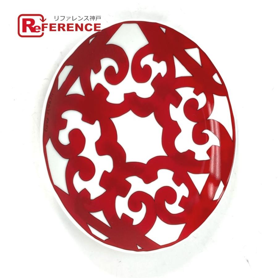 未使用 HERMES エルメス ガダルキヴィール No3 パンプレート  ディッシュプレート 17cm 皿 お皿 レッド×ホワイト ユニセックス【中古】 | HERMES