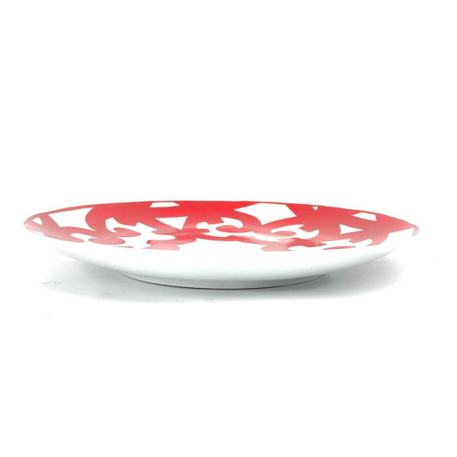 未使用 HERMES エルメス ガダルキヴィール No3 パンプレート  ディッシュプレート 17cm 皿 お皿 レッド×ホワイト ユニセックス【中古】 | HERMES | 03