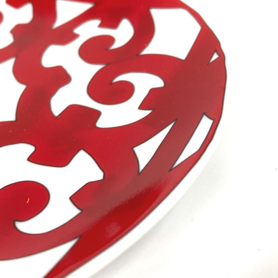 未使用 HERMES エルメス ガダルキヴィール No3 パンプレート  ディッシュプレート 17cm 皿 お皿 レッド×ホワイト ユニセックス【中古】 | HERMES | 04