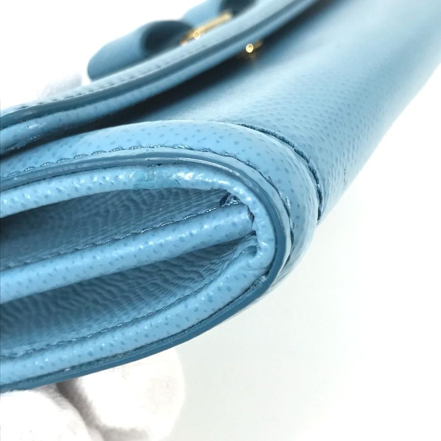 新品同様 Salvatore Ferragamo サルヴァトーレフェラガモ 22D154 ヴァラ リボン  ロングウォレット パスケース 長財布 ブルー【中古】 |  | 06