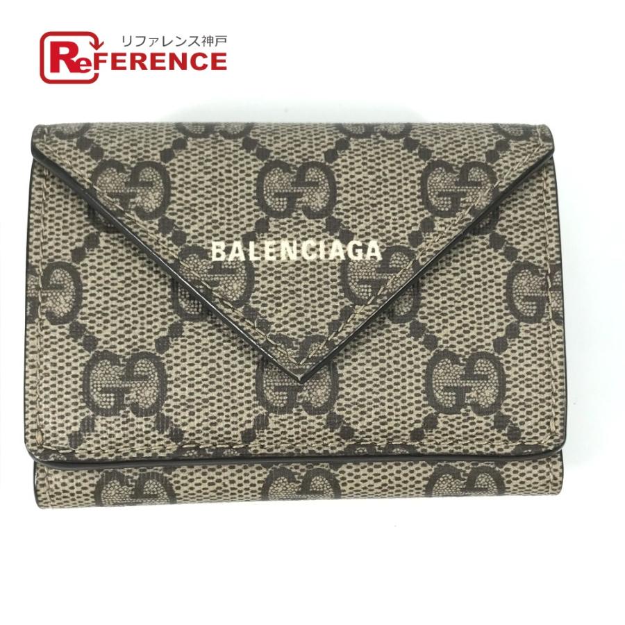 美品 GUCCI グッチ 681704 ペーパー ミニ ウォレット ザ ハッカー プロジェクト BALENCIAGA バレンシアガ コラボ 3つ折り財布【中古】 | GUCCI