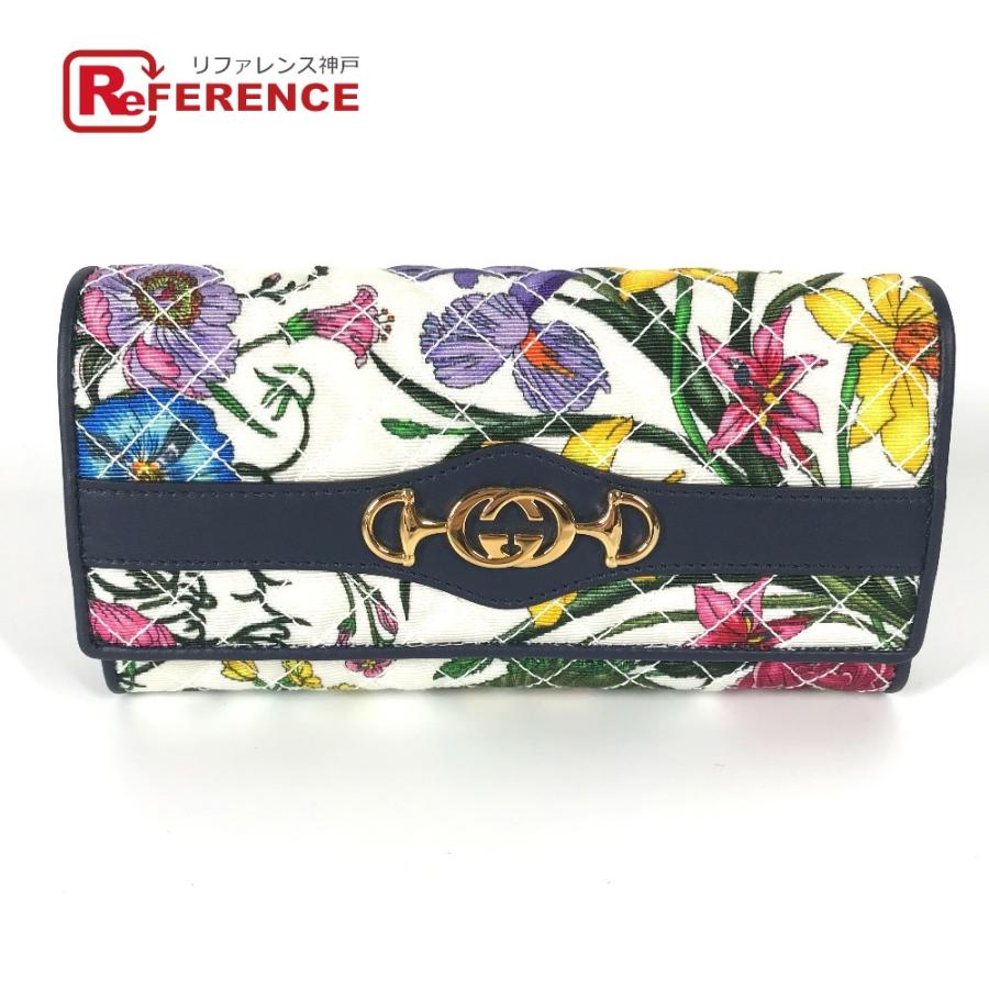 新品同様 GUCCI グッチ 536352 コンチネンタル ウォレット 二つ折り フローラ 花柄 フラワー GG 長財布 マルチカラー レディース【中古】 | GUCCI