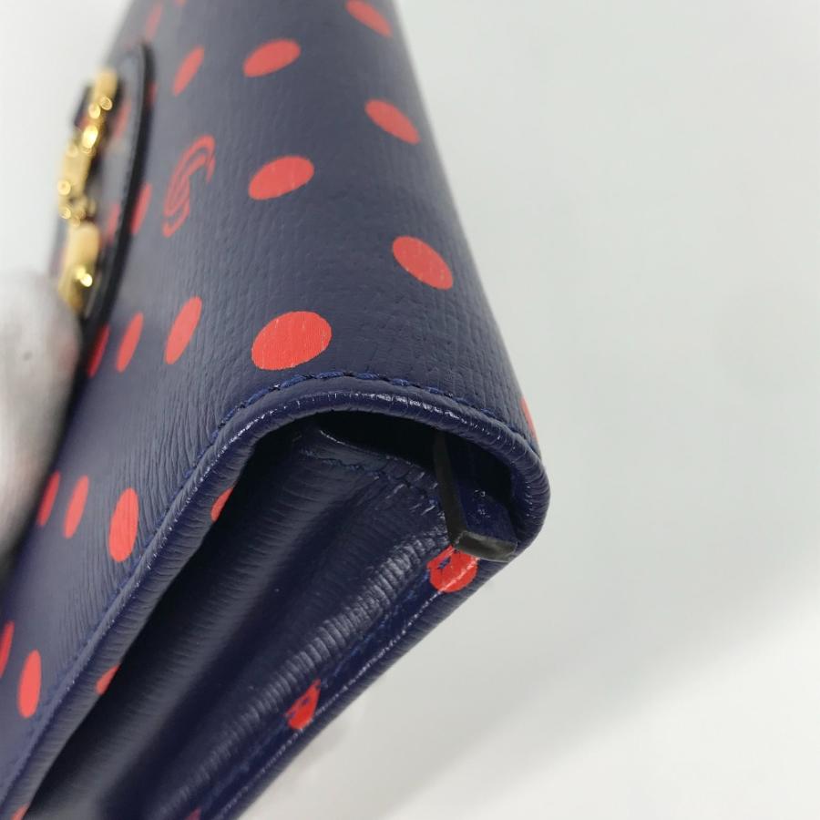 新品同様 GUCCI グッチ 621892 チェーンウォレット ショルダーバッグ ホースビット 1955 ドット 水玉 長財布 ネイビー×レッド 【中古】 | GUCCI | 06