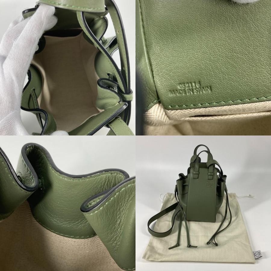 新品同様 LOEWE ロエベ ハンモック ドローストリングバッグ ミニ ハンドバッグ 肩掛け 斜め掛け ショルダーバッグ カーキ【中古】 | LOEWE | 09