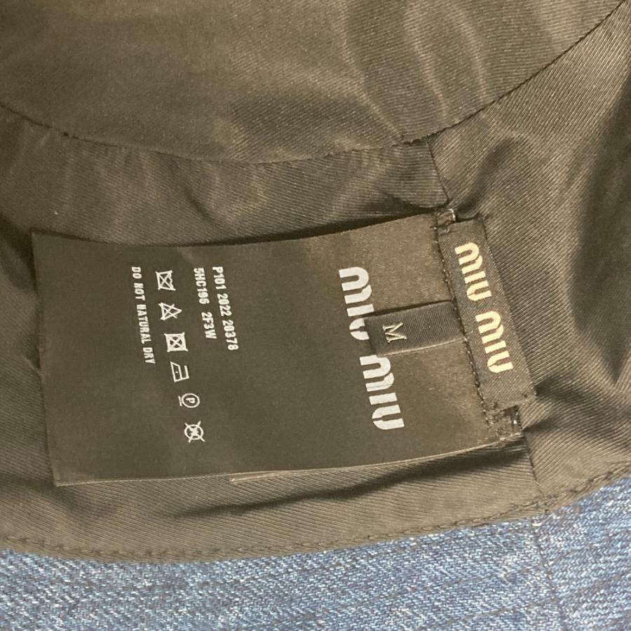 美品 MIUMIU ミュウミュウ 5HC196 ロゴ ハット帽 帽子 バケットハット ボブハット デニム ハット ブルー レディース【中古】 | miu miu | 06