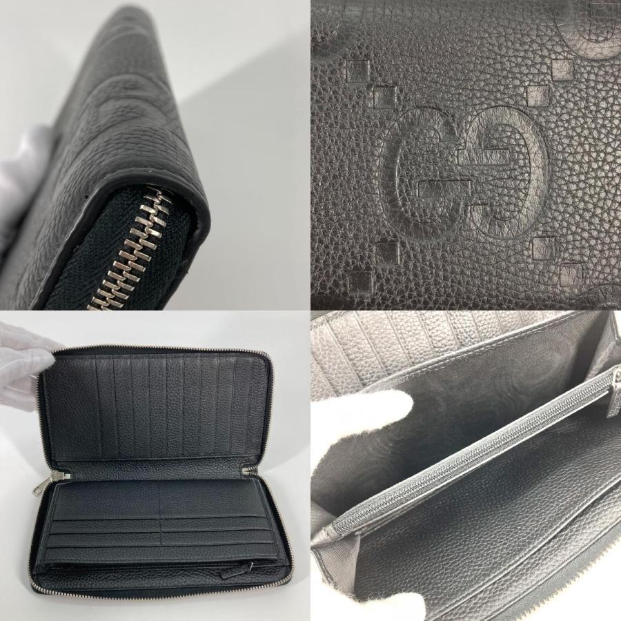美品 GUCCI グッチ 739482 ジップウォレット ラウンドファスナー ジャンボ GG  長財布 ブラック メンズ【中古】 | GUCCI | 08