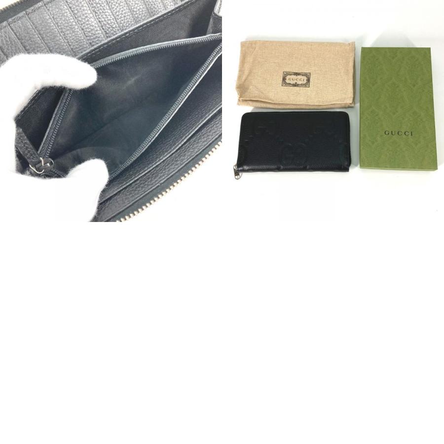 美品 GUCCI グッチ 739482 ジップウォレット ラウンドファスナー ジャンボ GG  長財布 ブラック メンズ【中古】 | GUCCI | 09