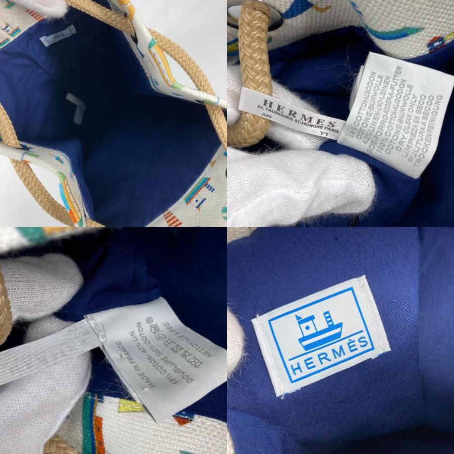 美品 HERMES エルメス プティシャルティエ ベビー BABY 赤ちゃん 巾着バッグ マリンプリント ショルダーバッグ【中古】 | HERMES | 09