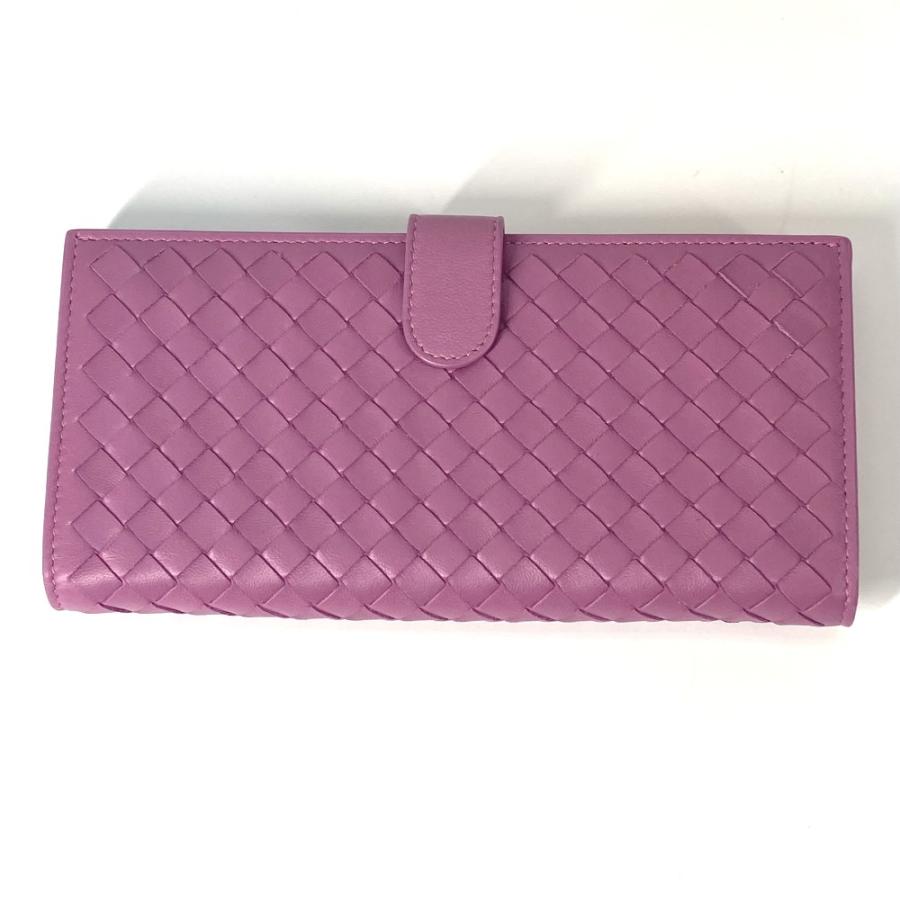 新品同様 BOTTEGA VENETA ボッテガヴェネタ イントレチャート ロングウォレット Wホック 長財布 パープル系 レディース【中古】 |  | 01