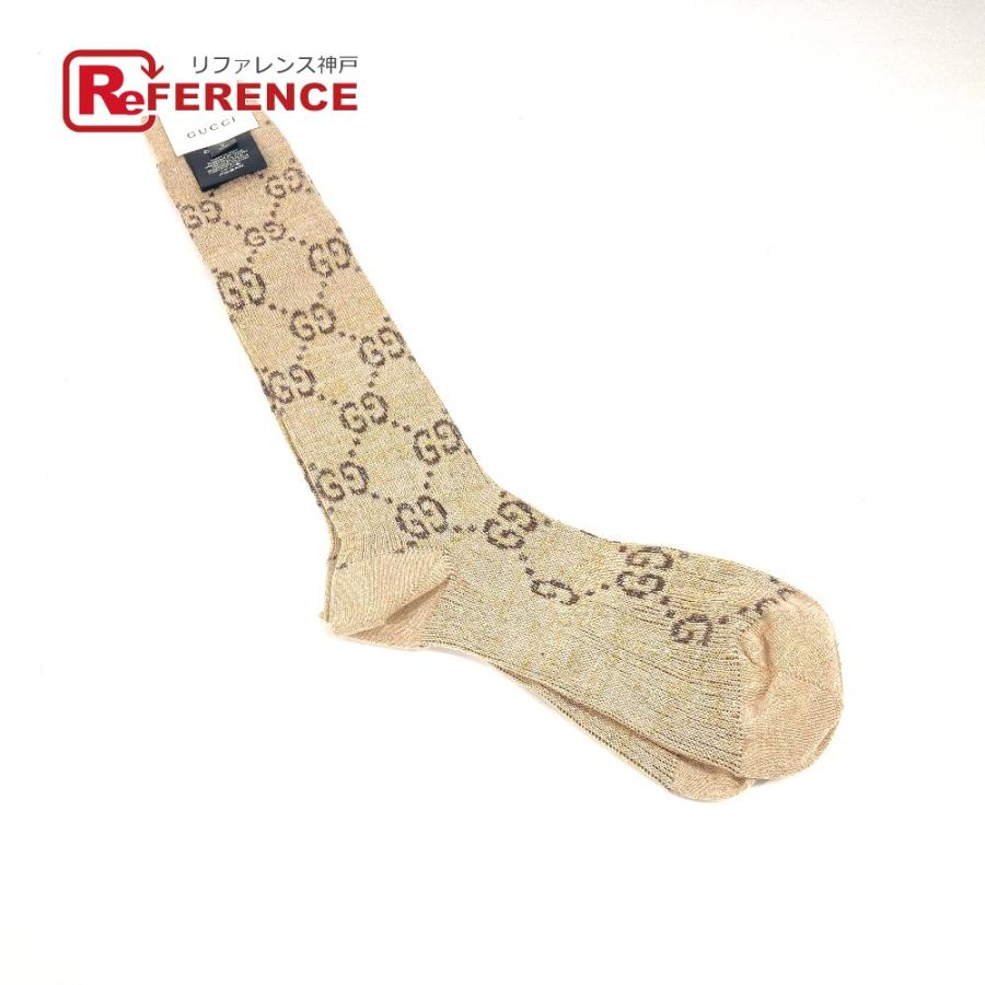 未使用 GUCCI グッチ 476525 GG ソックス アパレル ロゴ ラメ刺繍 靴下 ベージュ レディース【中古】 | GUCCI