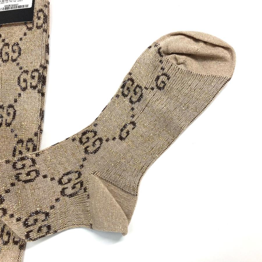 未使用 GUCCI グッチ 476525 GG ソックス アパレル ロゴ ラメ刺繍 靴下 ベージュ レディース【中古】 | GUCCI | 03