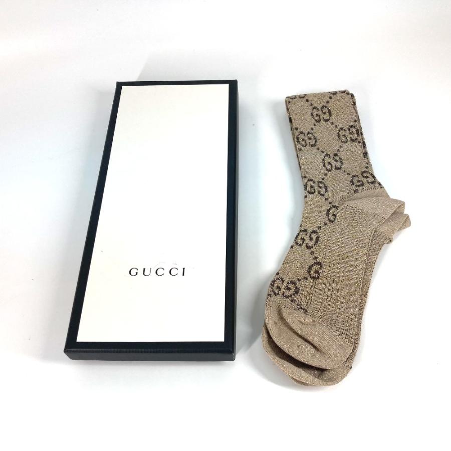 未使用 GUCCI グッチ 476525 GG ソックス アパレル ロゴ ラメ刺繍 靴下 ベージュ レディース【中古】 | GUCCI | 05