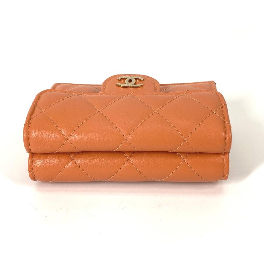 美品 CHANEL シャネル AP0230 マトラッセ コンパクトウォレット CC ココマーク 3つ折り財布 オレンジ レディース.【中古】 | CHANEL | 02