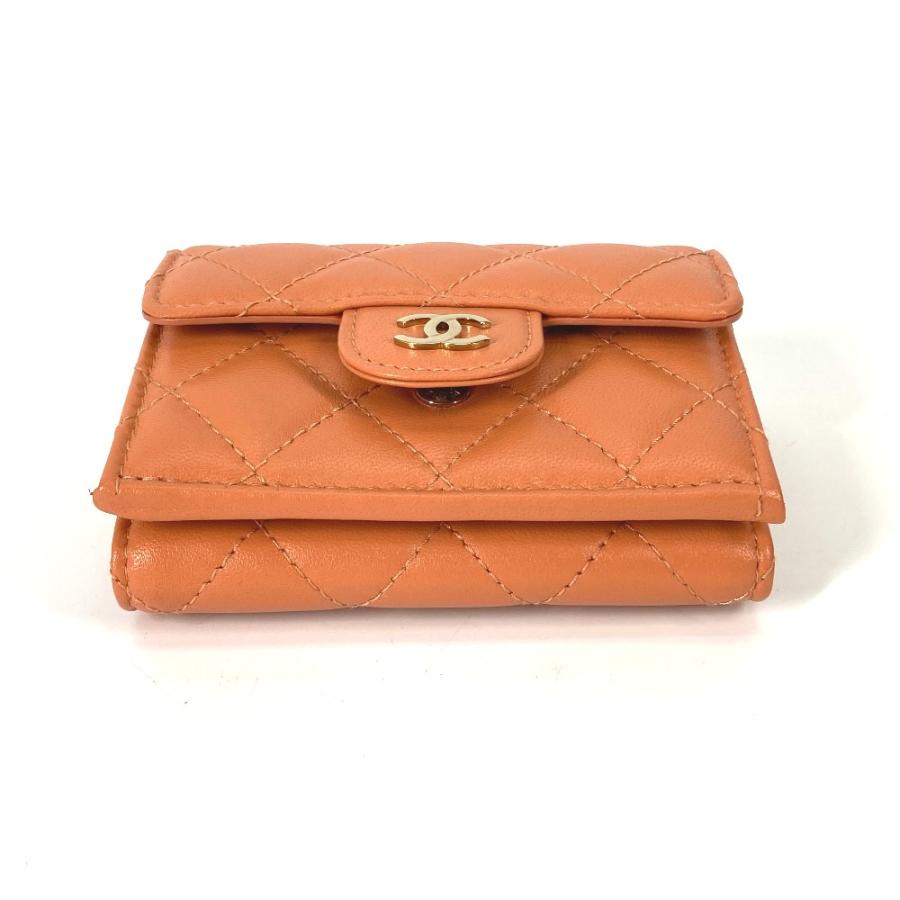 美品 CHANEL シャネル AP0230 マトラッセ コンパクトウォレット CC ココマーク 3つ折り財布 オレンジ レディース.【中古】 | CHANEL | 03