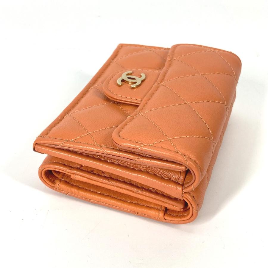 美品 CHANEL シャネル AP0230 マトラッセ コンパクトウォレット CC ココマーク 3つ折り財布 オレンジ レディース.【中古】 | CHANEL | 05