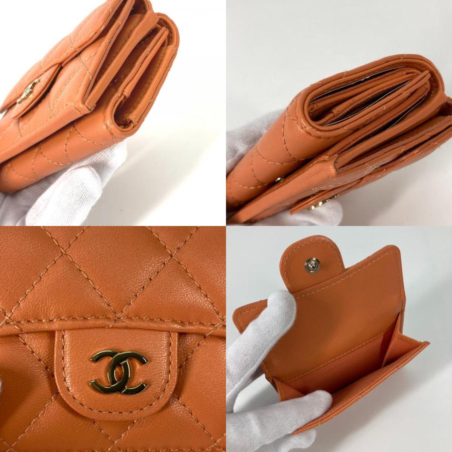 美品 CHANEL シャネル AP0230 マトラッセ コンパクトウォレット CC ココマーク 3つ折り財布 オレンジ レディース.【中古】 | CHANEL | 08